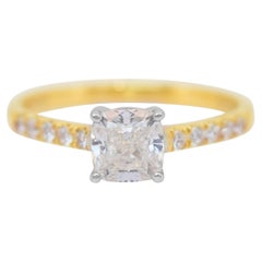 Elegant 1.07ct Diamonds Pave Ring in 18k White and Yellow Gold - IGI Certified