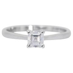 Elegante Anillo Solitario de Diamante de Corte Ideal Doble Excelente de 1.07 ct