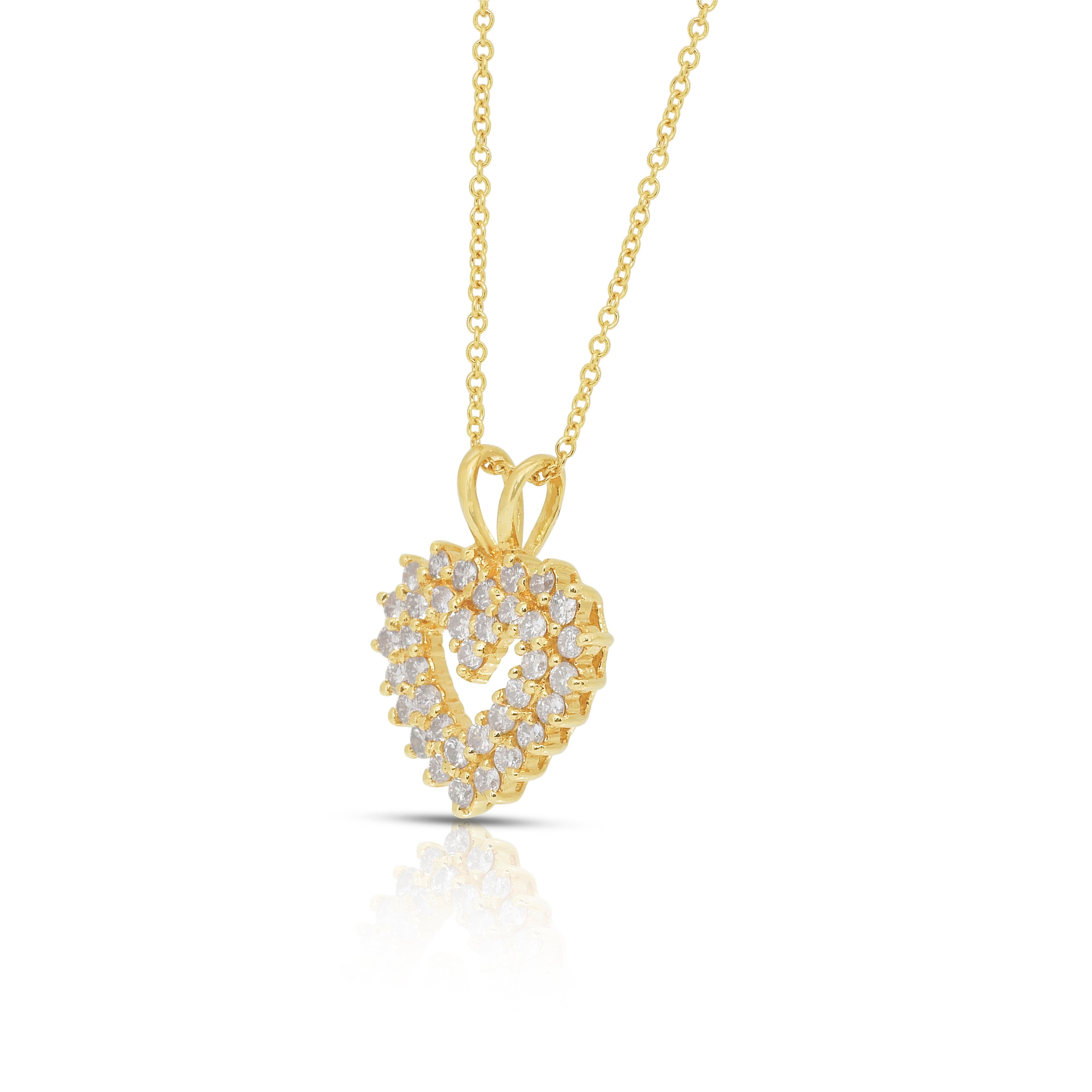Women's Elegant 1.08ct Diamonds Necklace with Heart-Shaped Pendant in 18k Yellow Gold