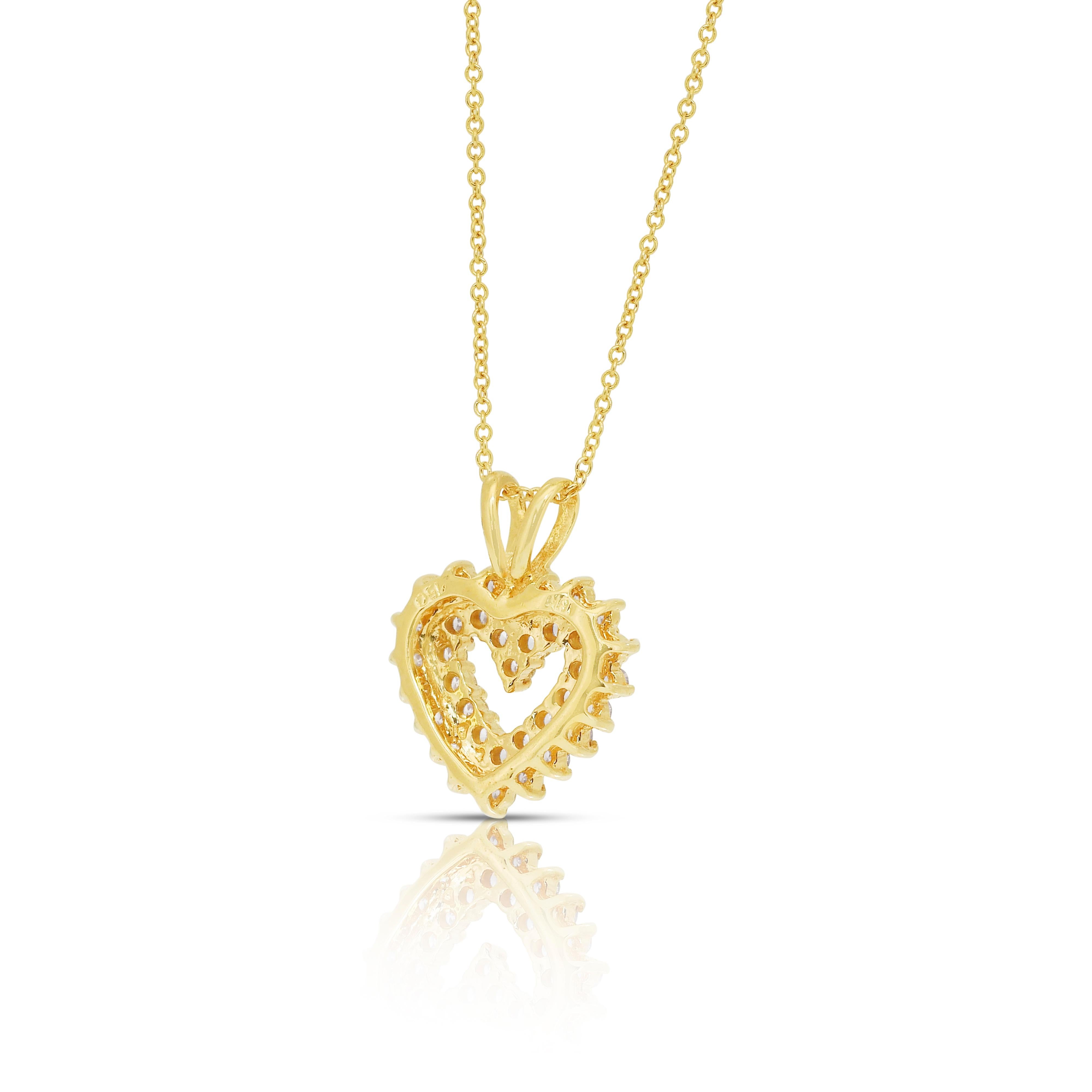 Elegant 1.08ct Diamonds Necklace with Heart-Shaped Pendant in 18k Yellow Gold 4