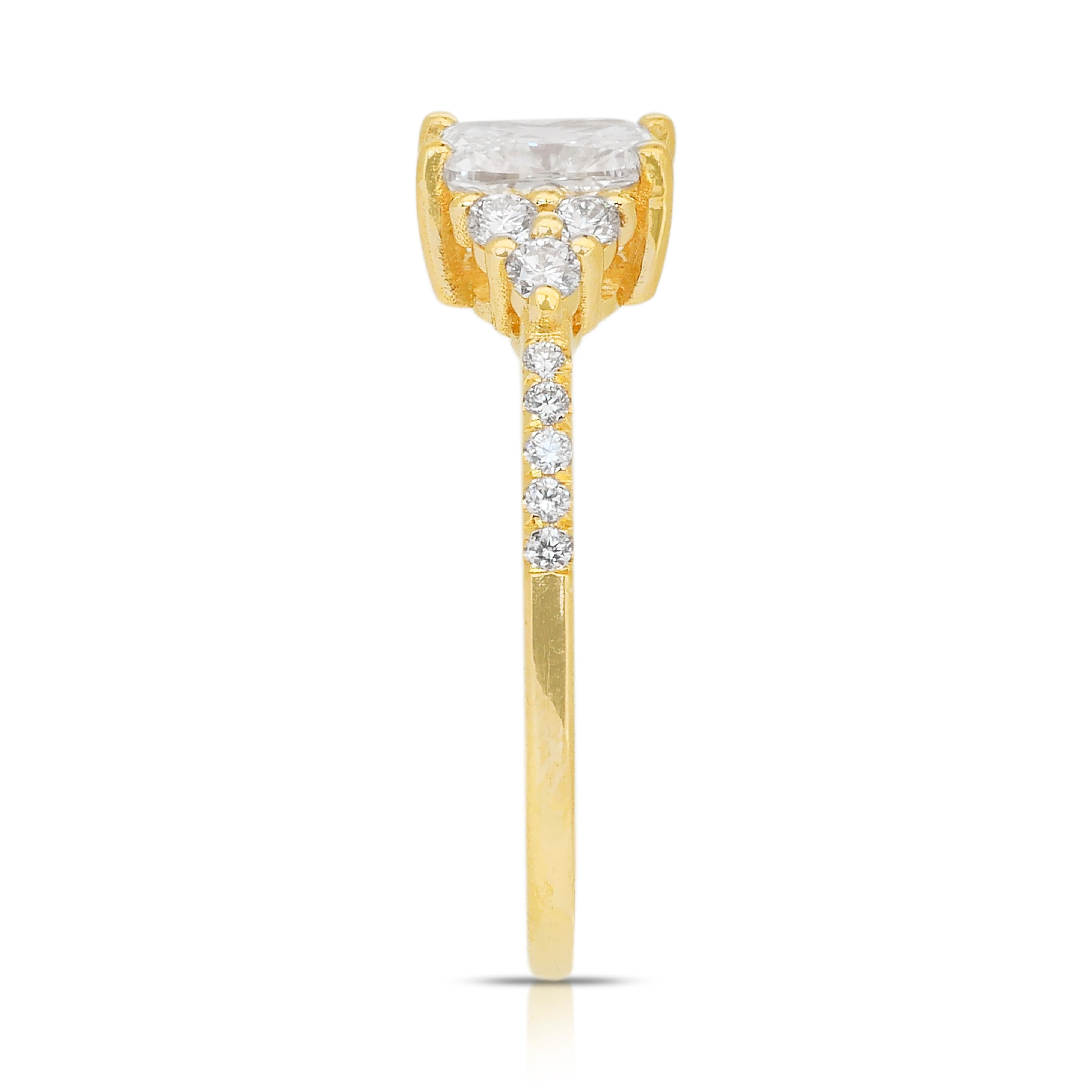 Anello Eleg con pavé di diamanti da 1,08 carati in oro giallo 18 carati - Certificato IGI in vendita 1