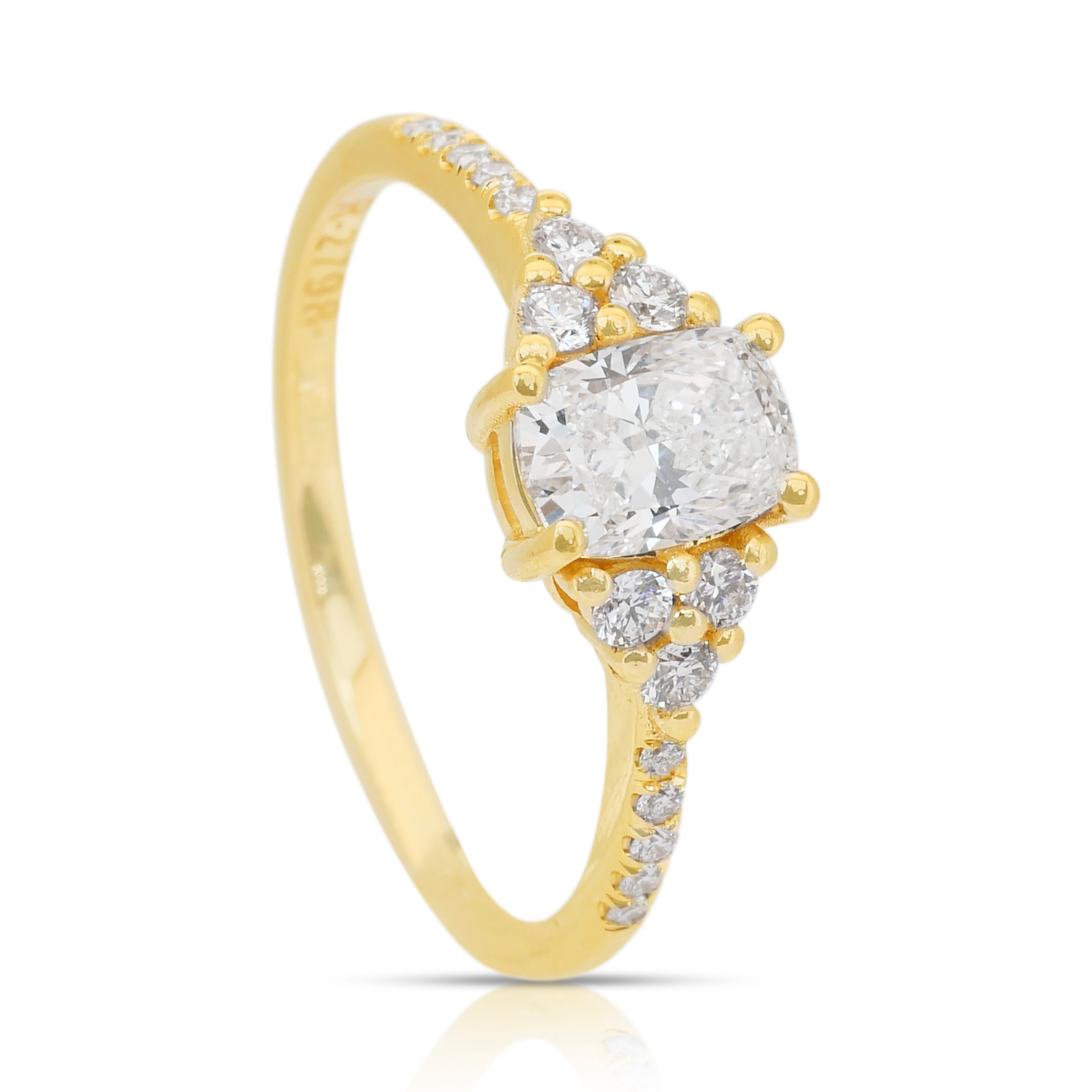 Anello Eleg con pavé di diamanti da 1,08 carati in oro giallo 18 carati - Certificato IGI in vendita 2