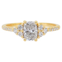 Élégante bague pavée de diamants de 1,08 carat en or jaune 18 carats, certifiée IGI