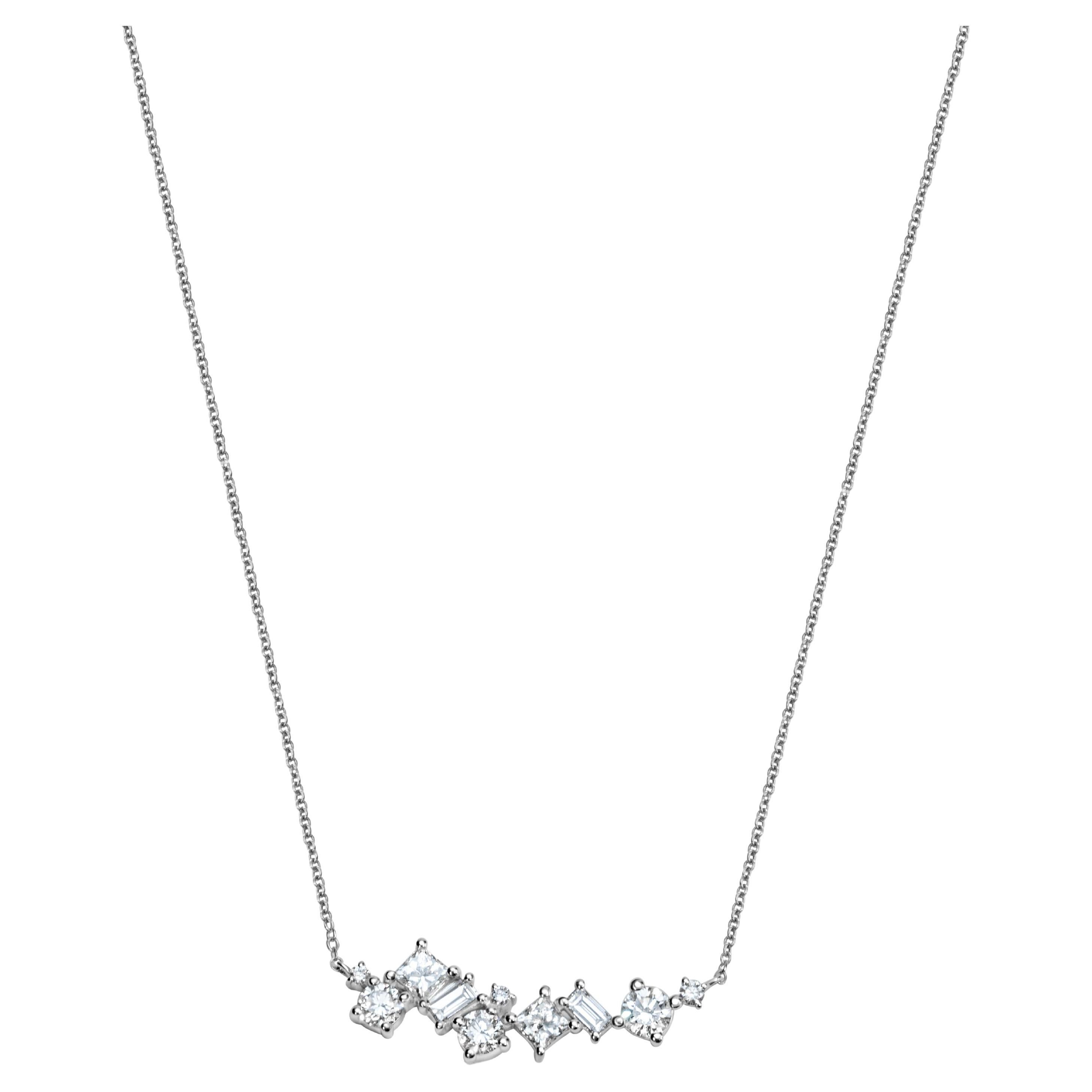 Elegance - Collier en or blanc 14k avec 1,08 ct de diamant F-G, SI de couleur fantaisie