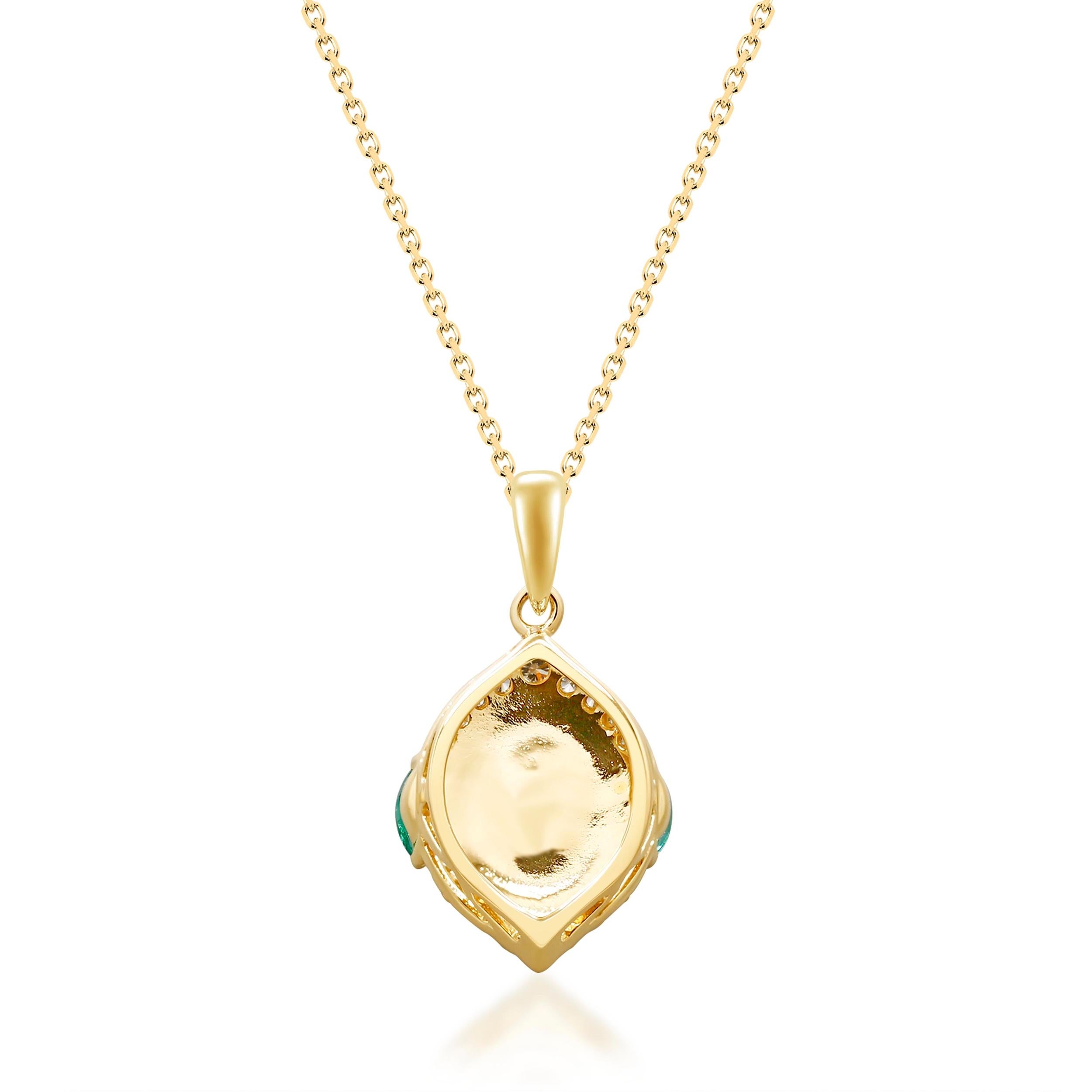Art Deco Elegant 10K Ethiopian Opal and Emerald Pendant For Sale