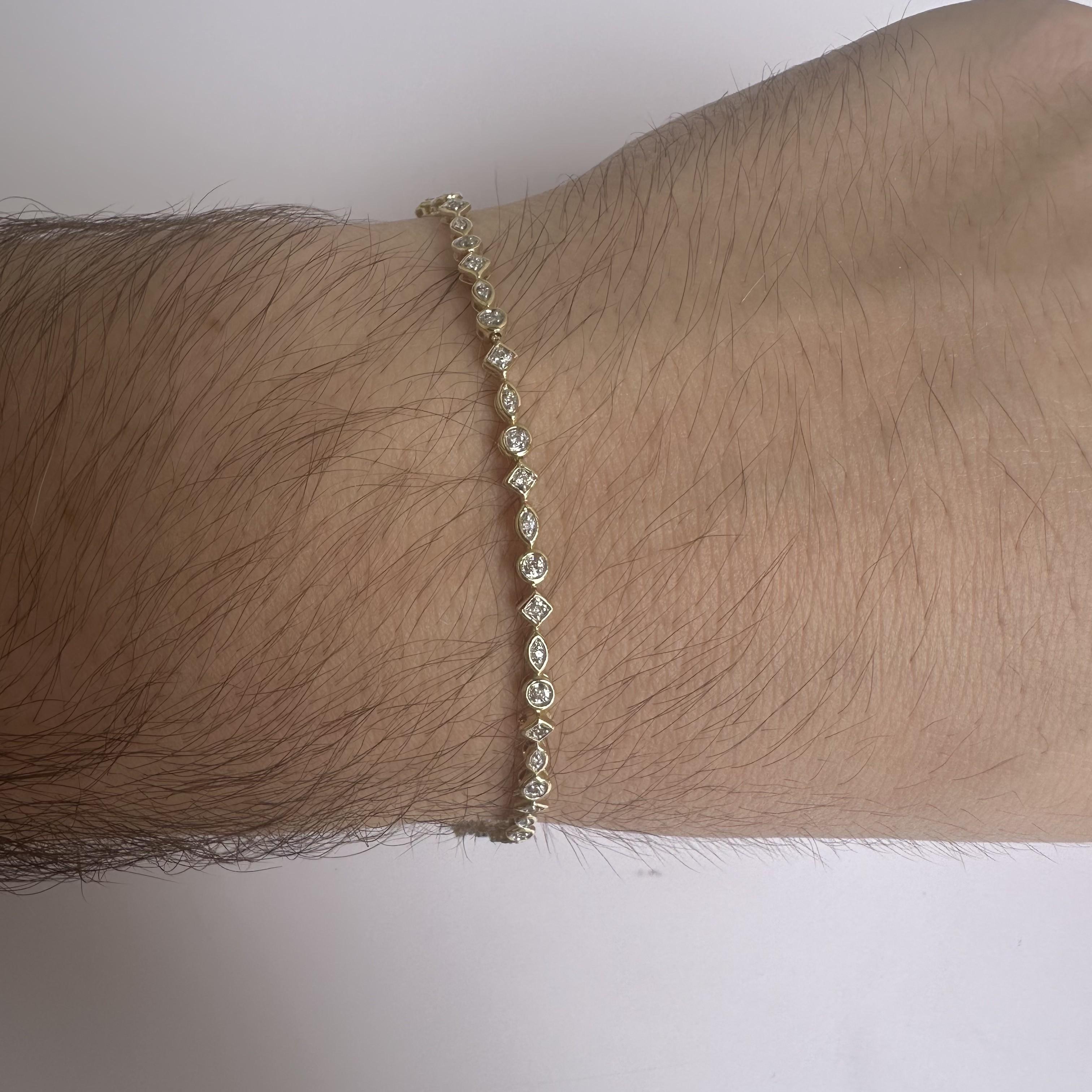Round Cut Elegant 10kt Yellow Gold Natural Diamond Bracelet - 0.25ctw, 7.5