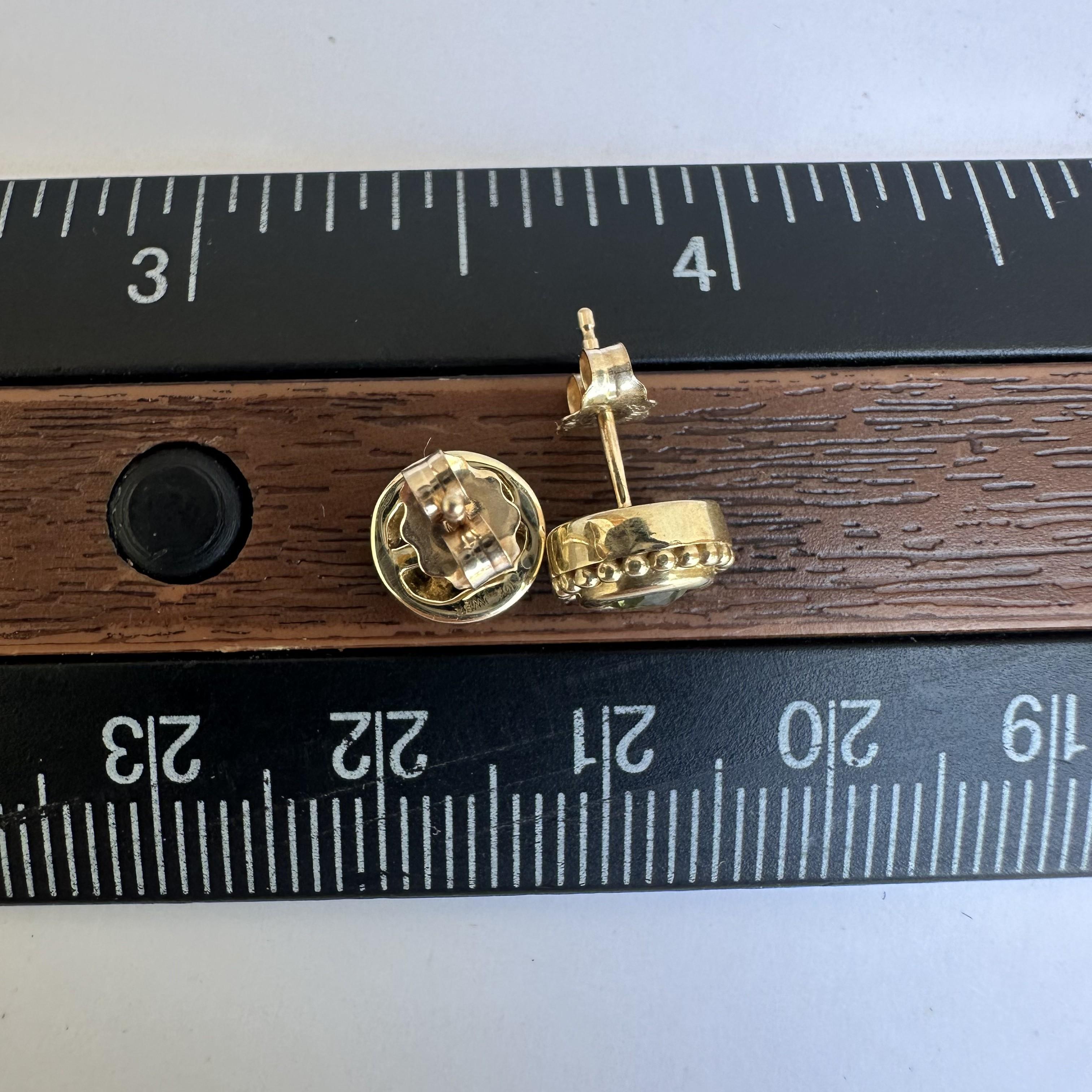 De las mujeres Elegantes pendientes de oro amarillo de 10 quilates con peridoto - 4,3 mm, 7,50 mm de diámetro, Nuevos en venta