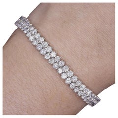 Elegant 11.00 Carat Diamond Double Row Tennis Bracelet in 18K White Gold