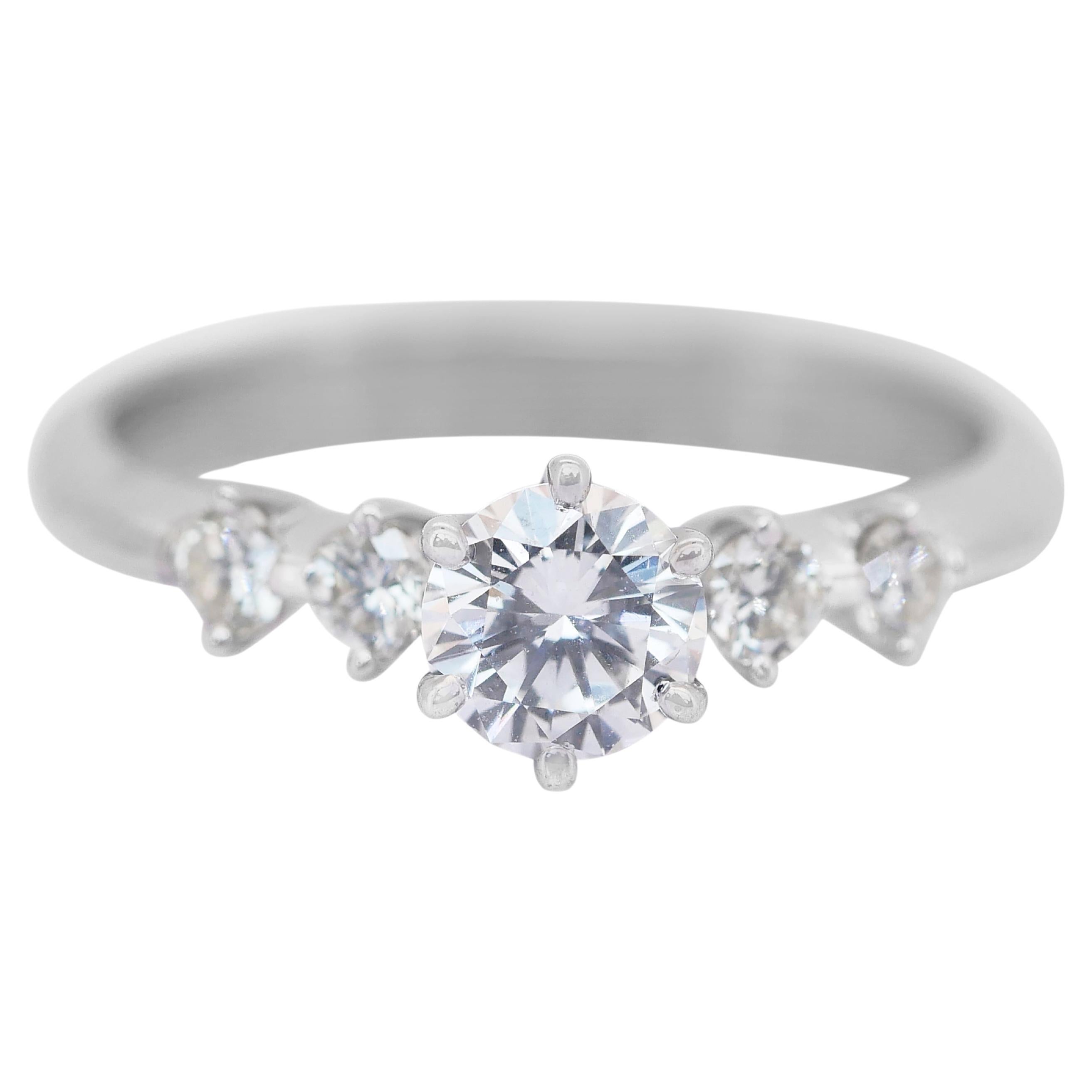 Elegant 1.10ct Diamonds 5-Stone Ring in  18k White Gold - IGI Certified