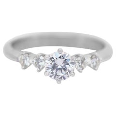 Elegant anneau de 1,10 ct de diamants à 5 pierres en...  Or blanc 18k - Certifié IGI