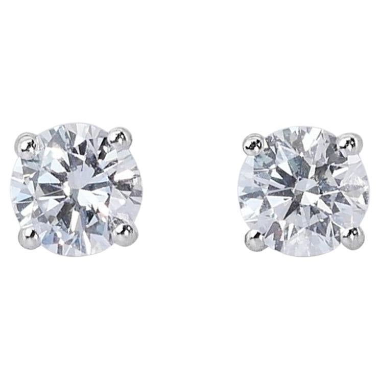 Elegant 1.13ct Triple Excellent Ideal Cut Diamonds Stud Earrings