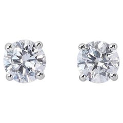 Elegantes Pendientes de Triple Diamante Excelente Talla Ideal de 1,13 ct
