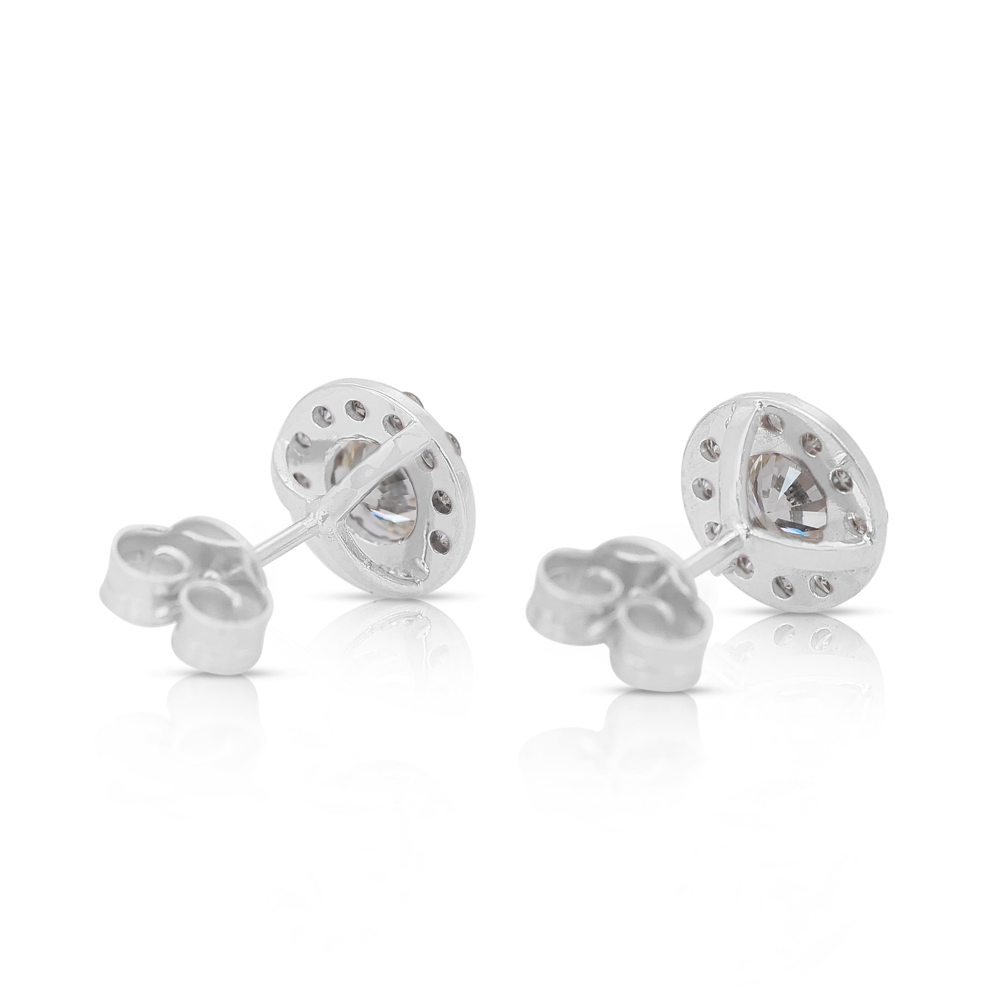 Elegant 1.14ct Diamonds Stud Earrings in 14k White Gold - IGI Certified In New Condition In רמת גן, IL
