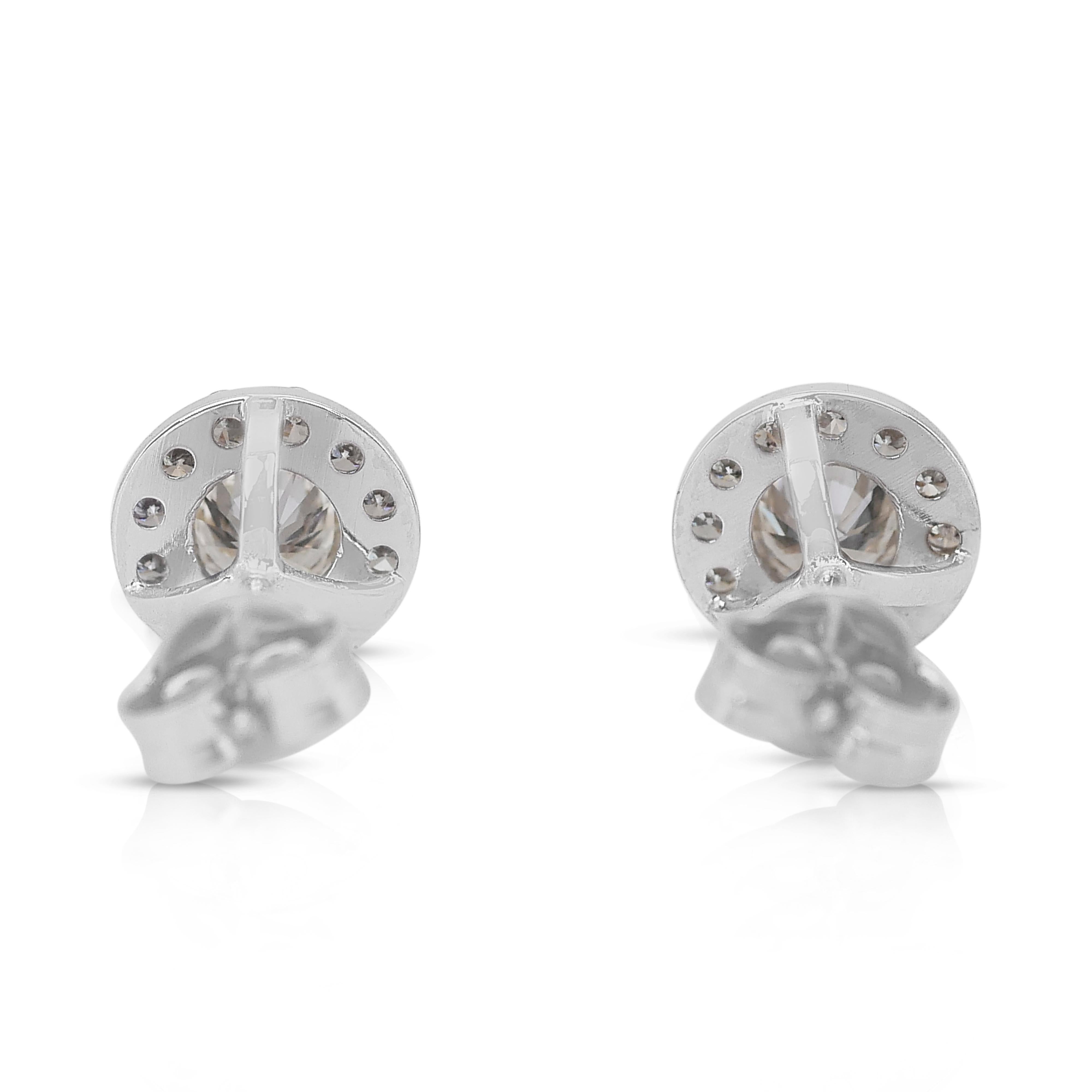 Elegant 1.14ct Diamonds Stud Earrings in 14k White Gold - IGI Certified 1
