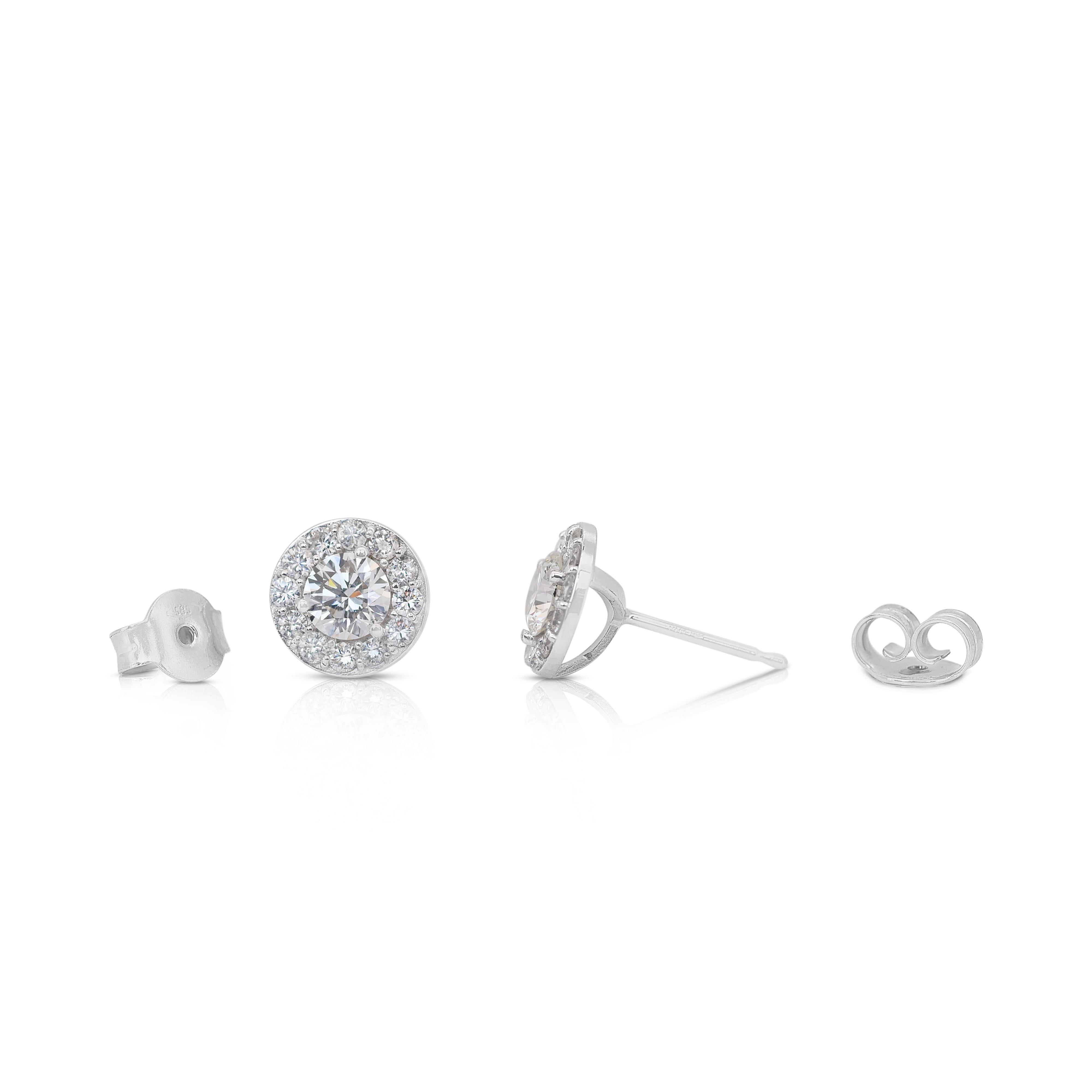 Elegant 1.14ct Diamonds Stud Earrings in 14k White Gold - IGI Certified 2