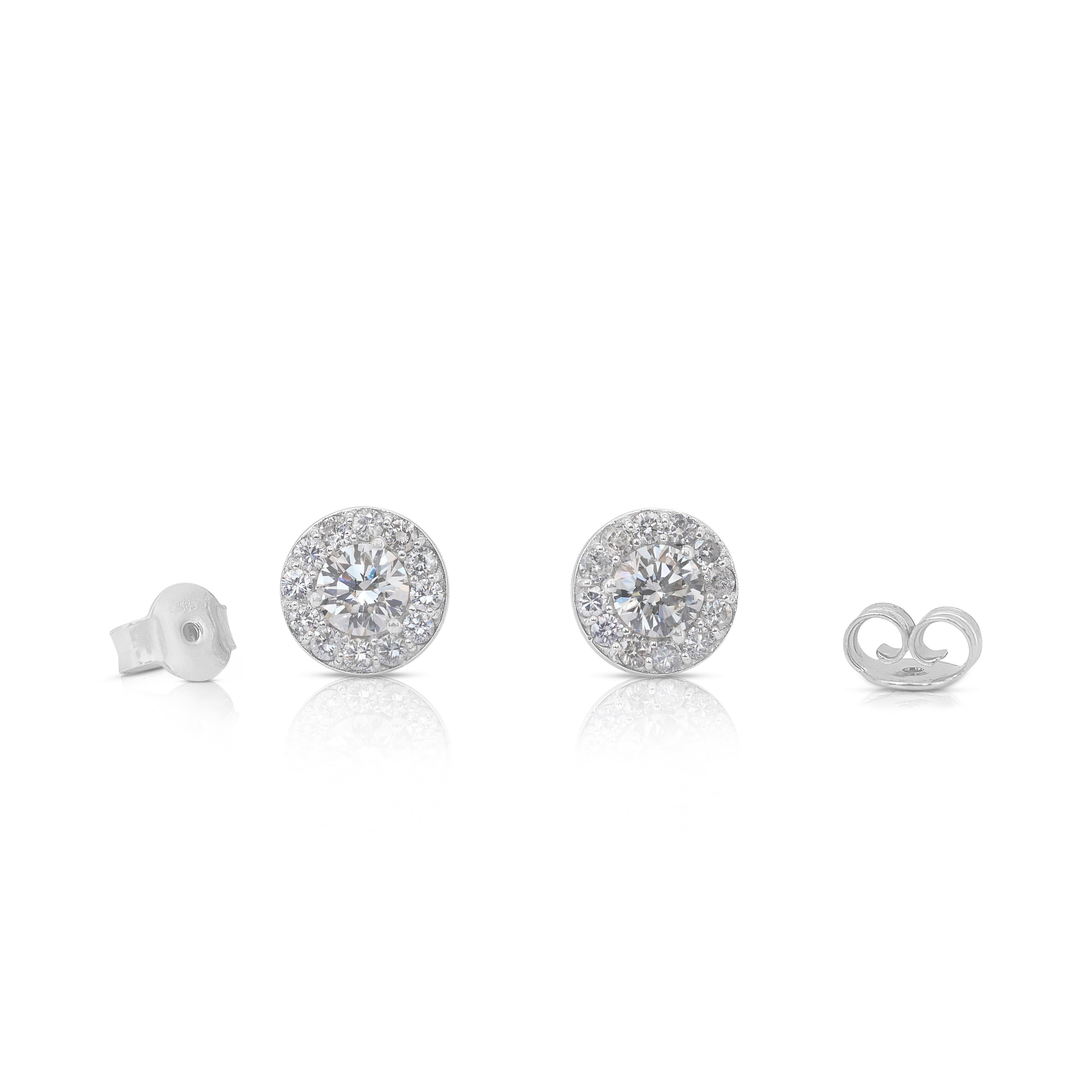 Elegant 1.14ct Diamonds Stud Earrings in 14k White Gold - IGI Certified 3