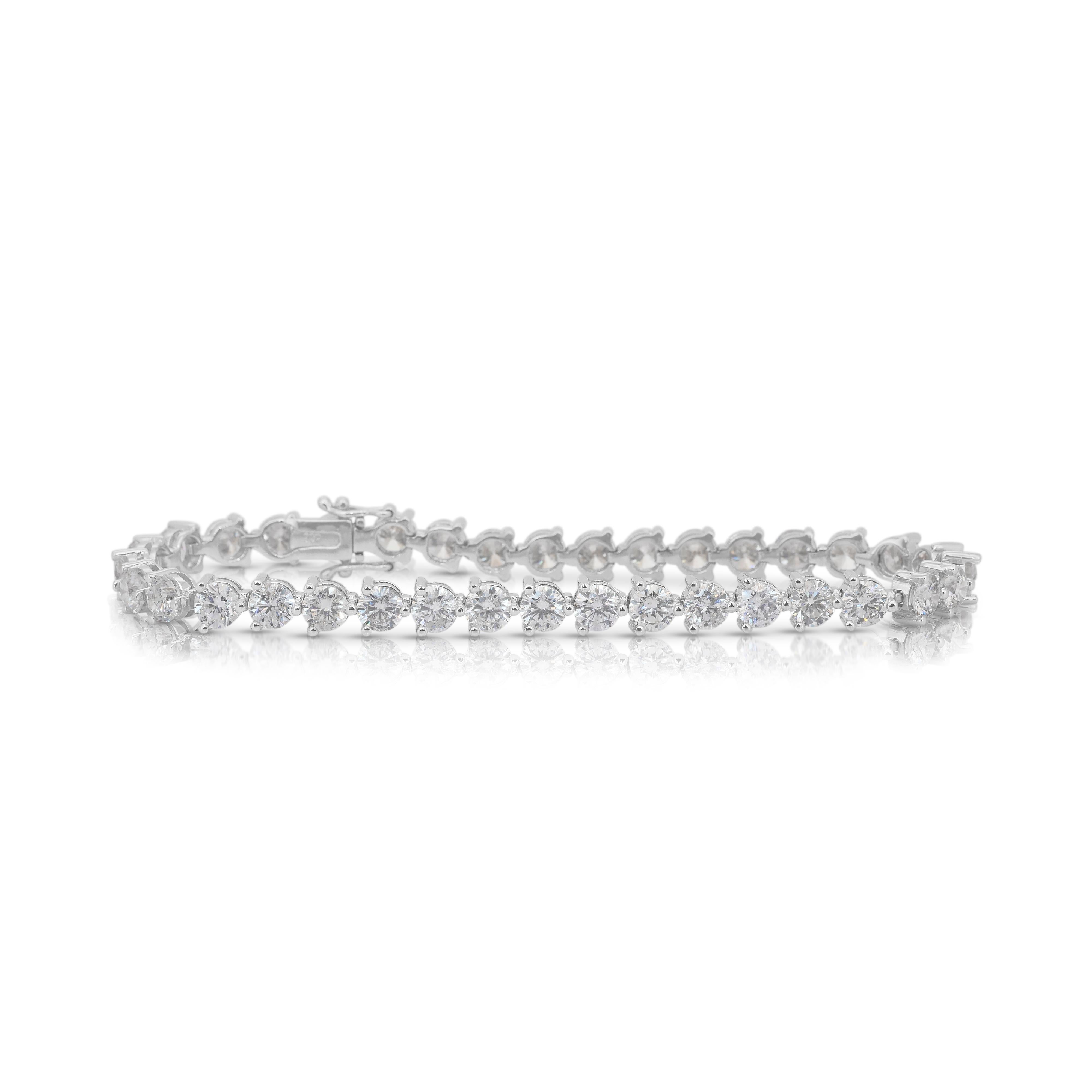 Taglio rotondo Elegance Bracciale Tennis con diamanti naturali da 11,60 carati in oro bianco 18 carati in vendita