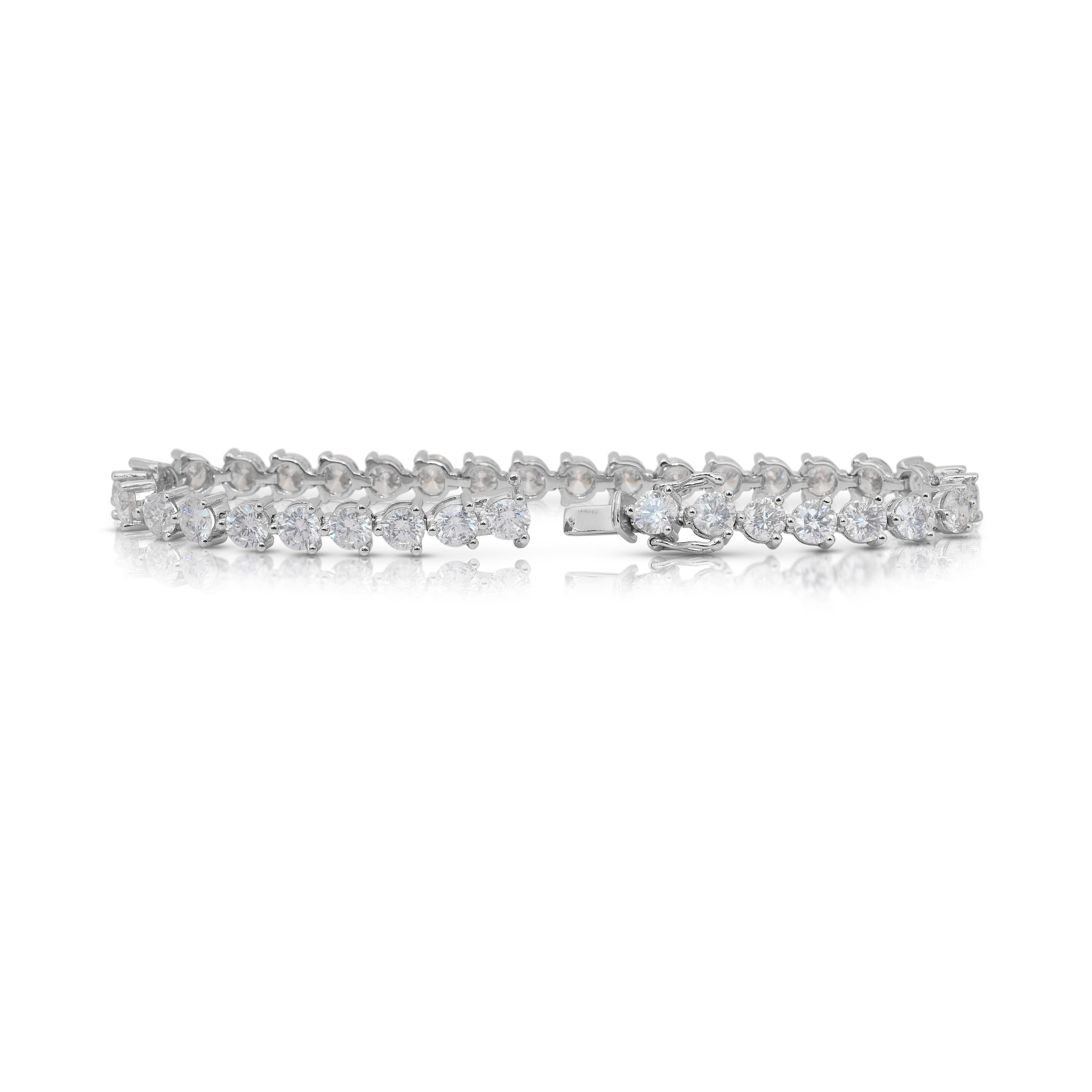 Elegance Bracciale Tennis con diamanti naturali da 11,60 carati in oro bianco 18 carati in vendita 1