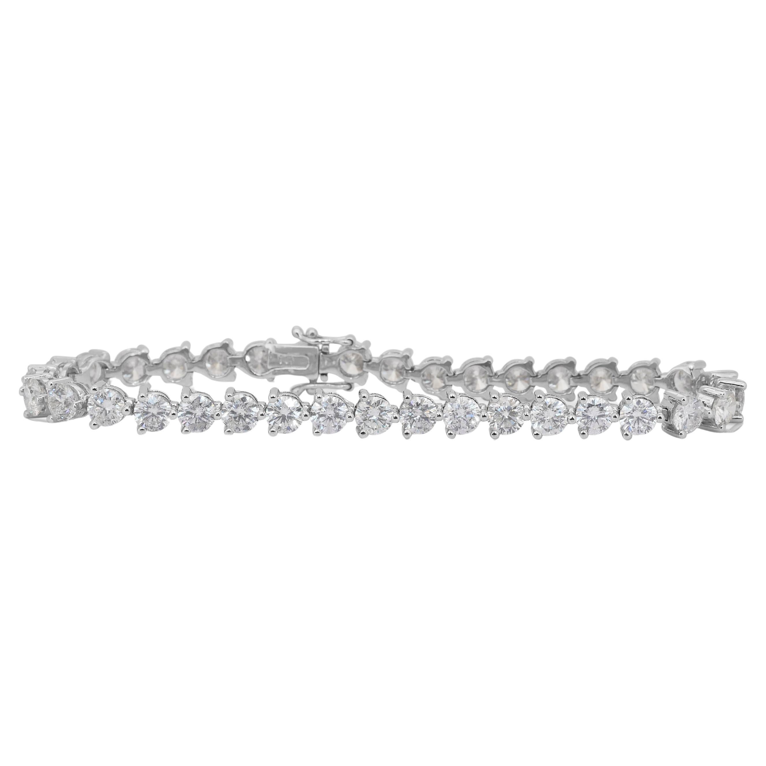 Elegant bracelet de tennis en or blanc 18k serti de 11,60ct de diamants Natural Elegance