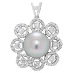 Elegant 11.65mm Freshwater Pearl & 0.62ct Natural Diamond Pendant