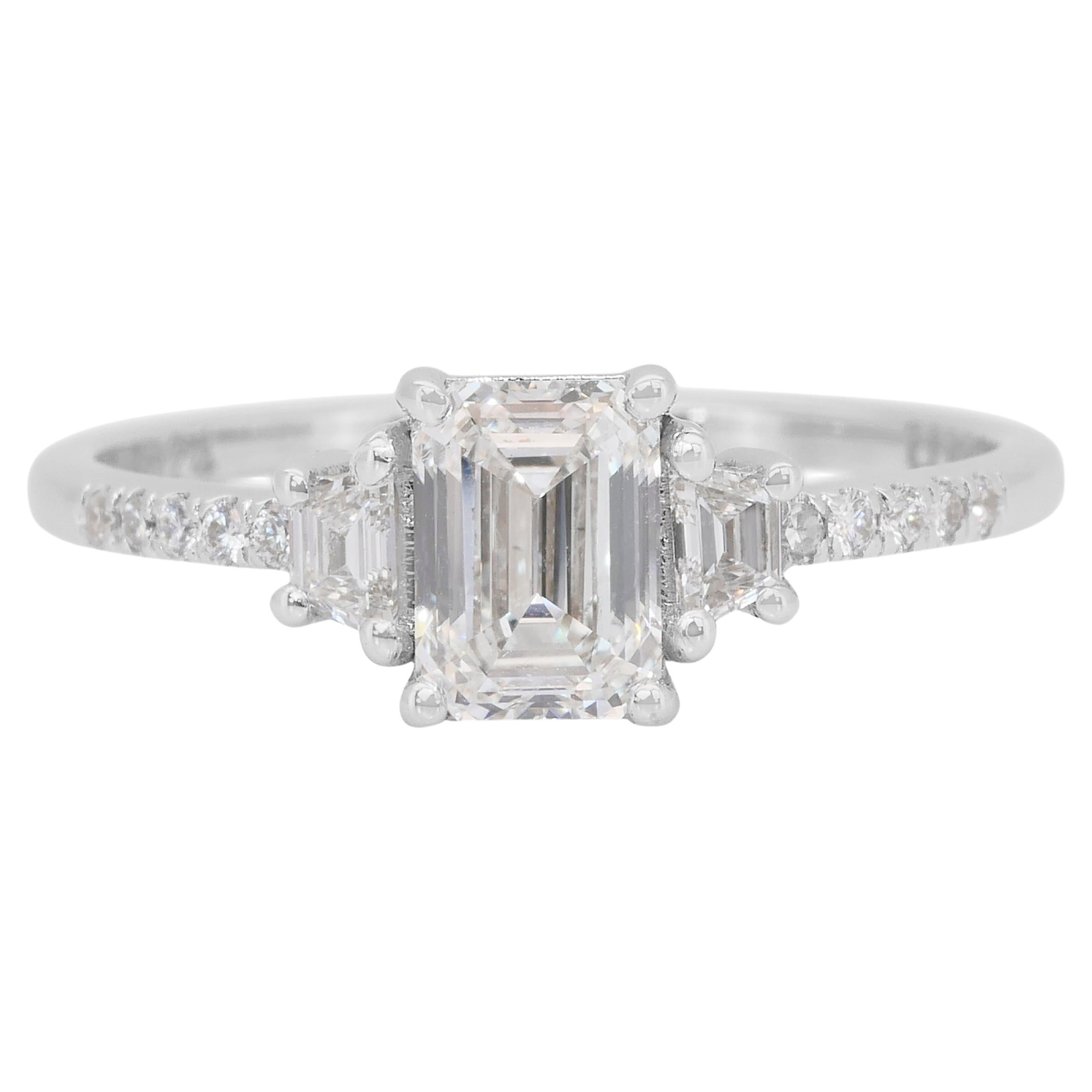Eleganter 1,16ct Diamanten 3-Stein-Ring in 18k Weißgold - GIA zertifiziert