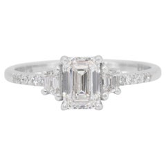 Elegant 1.16ct Diamonds 3-Stone Ring in 18k White Gold - GIA Certified