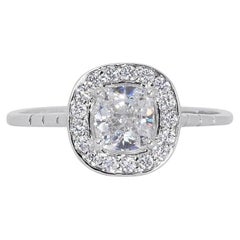 Elegant 1.17ct Diamonds Halo Ring in 18k White Gold - GIA Certified