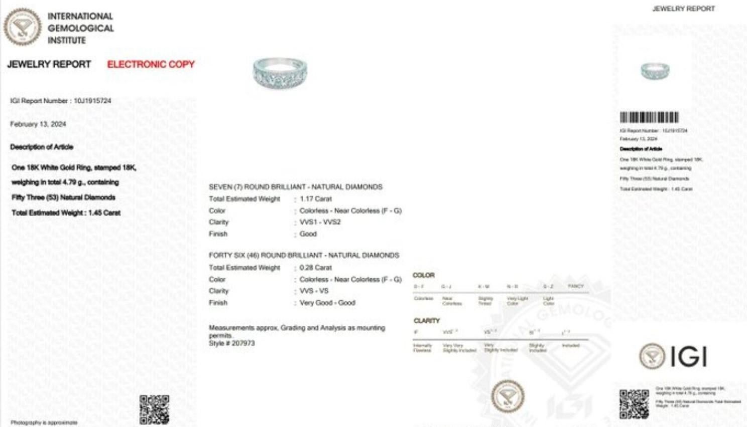 Elegant 1.17ct Round Brilliant Diamond Ring in 18K White Gold For Sale 2
