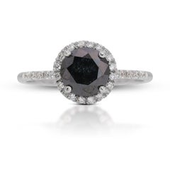 Elegant 1.18ct Black Diamond Ring in 14K White Gold
