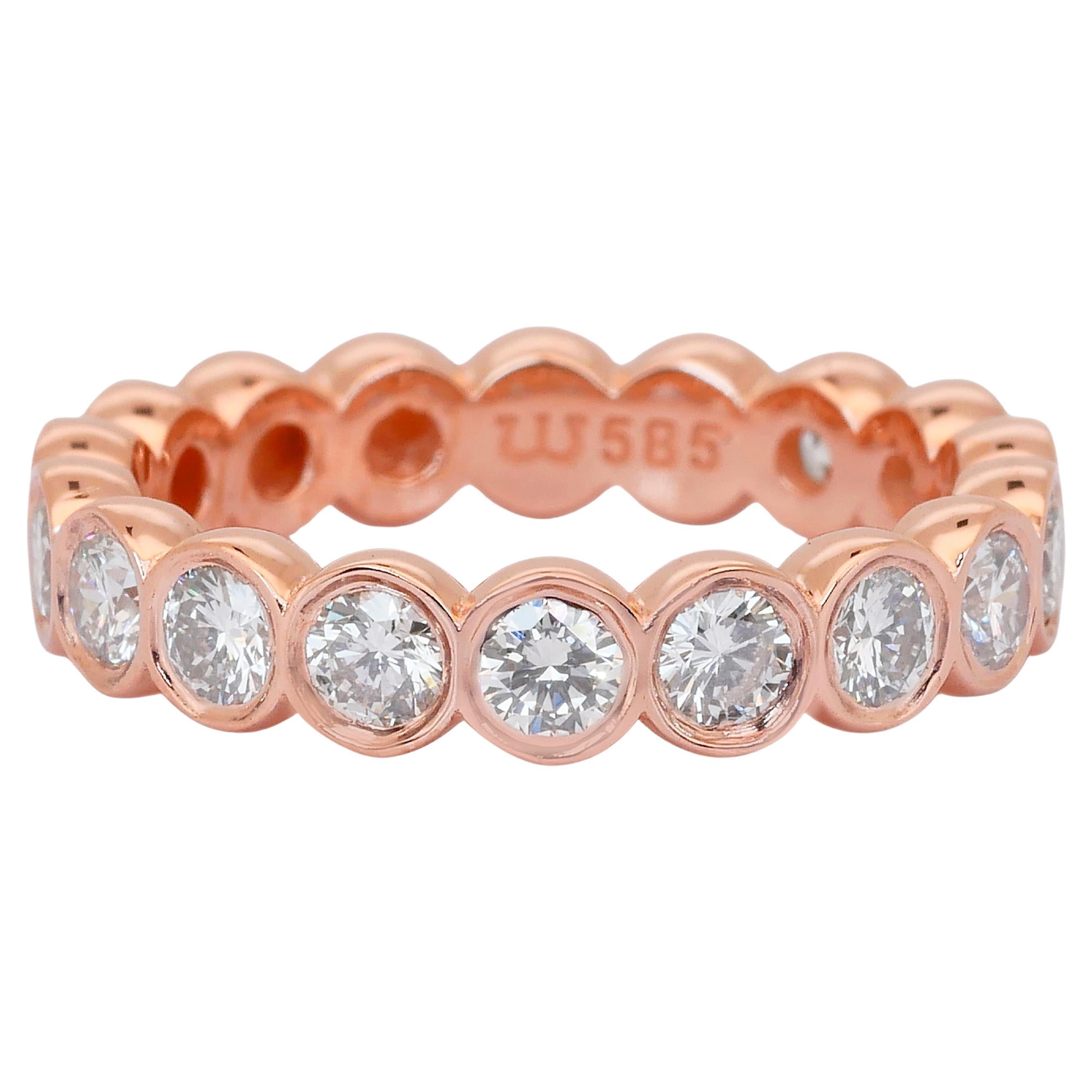 Elegante Anillo de Diamantes de 1,18ct en Oro Rosa de 14k - Certificado IGI en venta