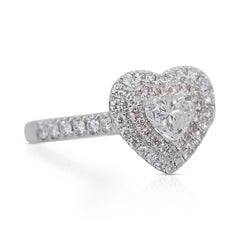 Elegant 1.19ct Diamonds Double Halo Ring in 18k White Gold - IGI Certified