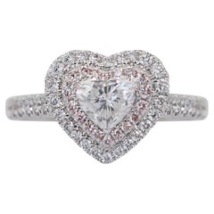 Elegant 1.19ct Diamonds Double Halo Ring in 18k White Gold - IGI Certified