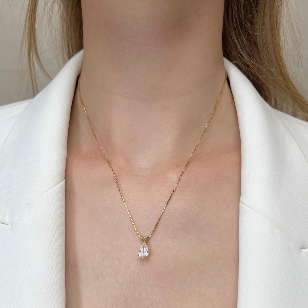 Elegant 1.20ct Diamond Solitaire Necklace with Pendant in 14k Yellow Gold - IGI For Sale 5