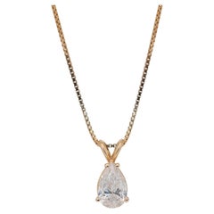Elegant 1.20ct Diamond Solitaire Necklace with Pendant in 14k Yellow Gold - IGI