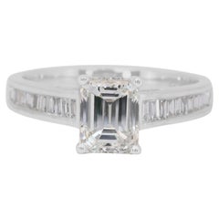 Elegant 1.20ct Diamonds Pave Ring en or blanc 18k - IGI Certified