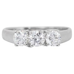 Elegant 1.20ct Triple Excellent Ideal Cut Diamonds 3-Stone Ring 