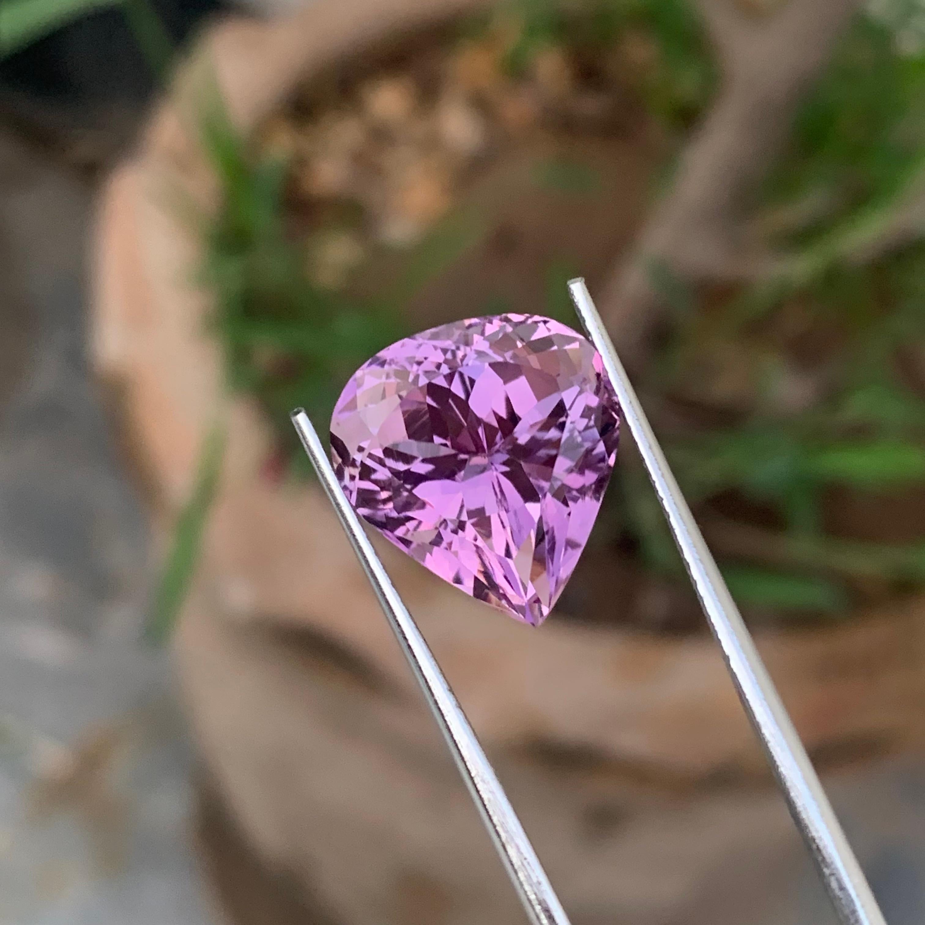 Arts and Crafts Elegant 12.30 Carat Fancy Cut Pear Shape Natural Purple Amethyst Gemstone  For Sale