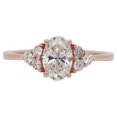 Sparkling 1.29ct Diamonds 7-Stones Ring in 14k Rose Gold - IGI Certified Sparkling 1.29ct Diamonds 7-Stones Ring in 14k Rose Gold - IGI Certified