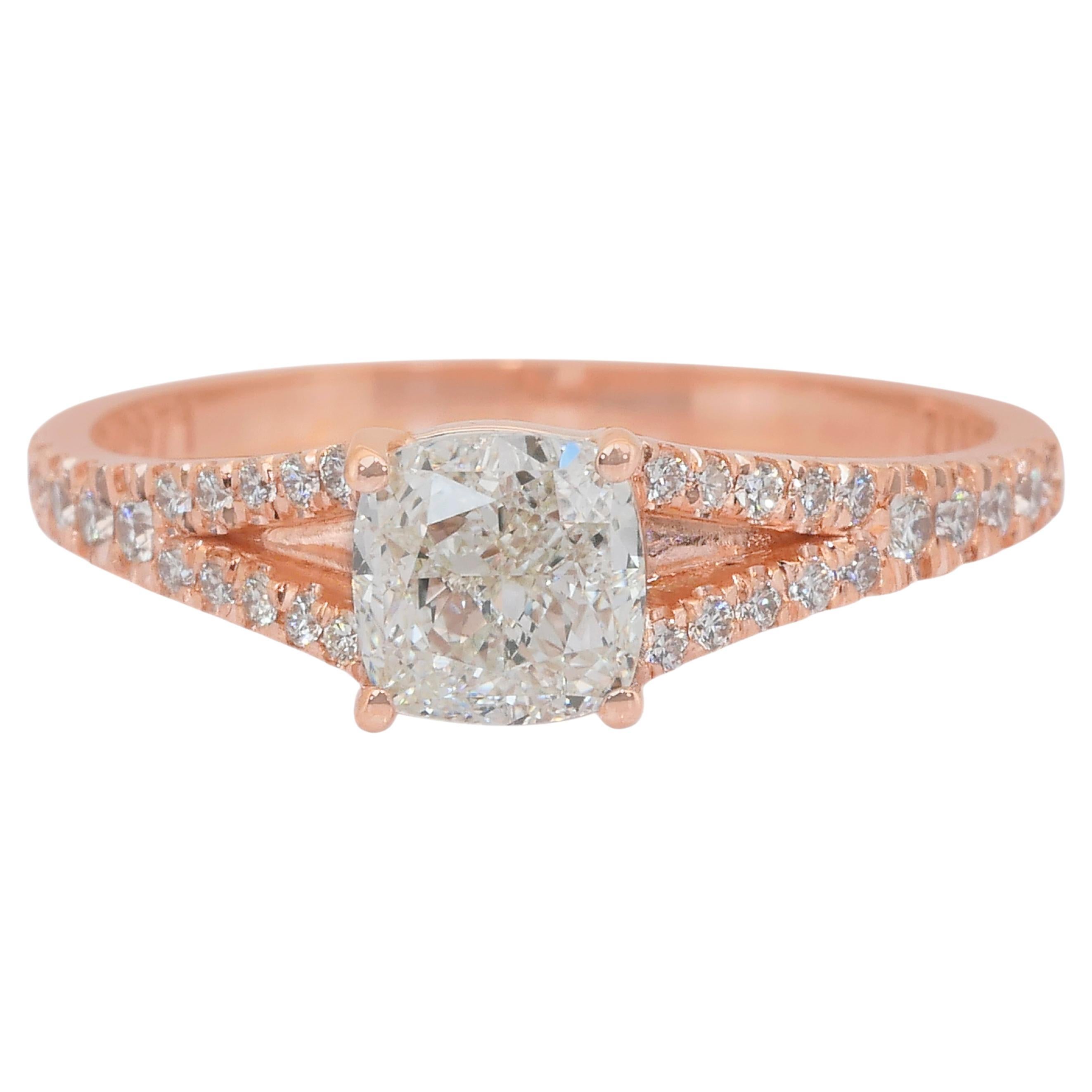 Eleganter 1,26ct Diamanten Pave Ring in 18k Rose Gold - IGI zertifiziert