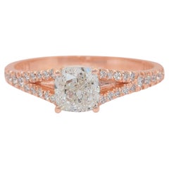 Elegant 1.26ct Diamonds Pave Ring in 18k Rose Gold - IGI Certified