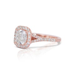 Elegant 1.28ct Diamond Halo Ring in 18k Rose Gold – GIA Certified