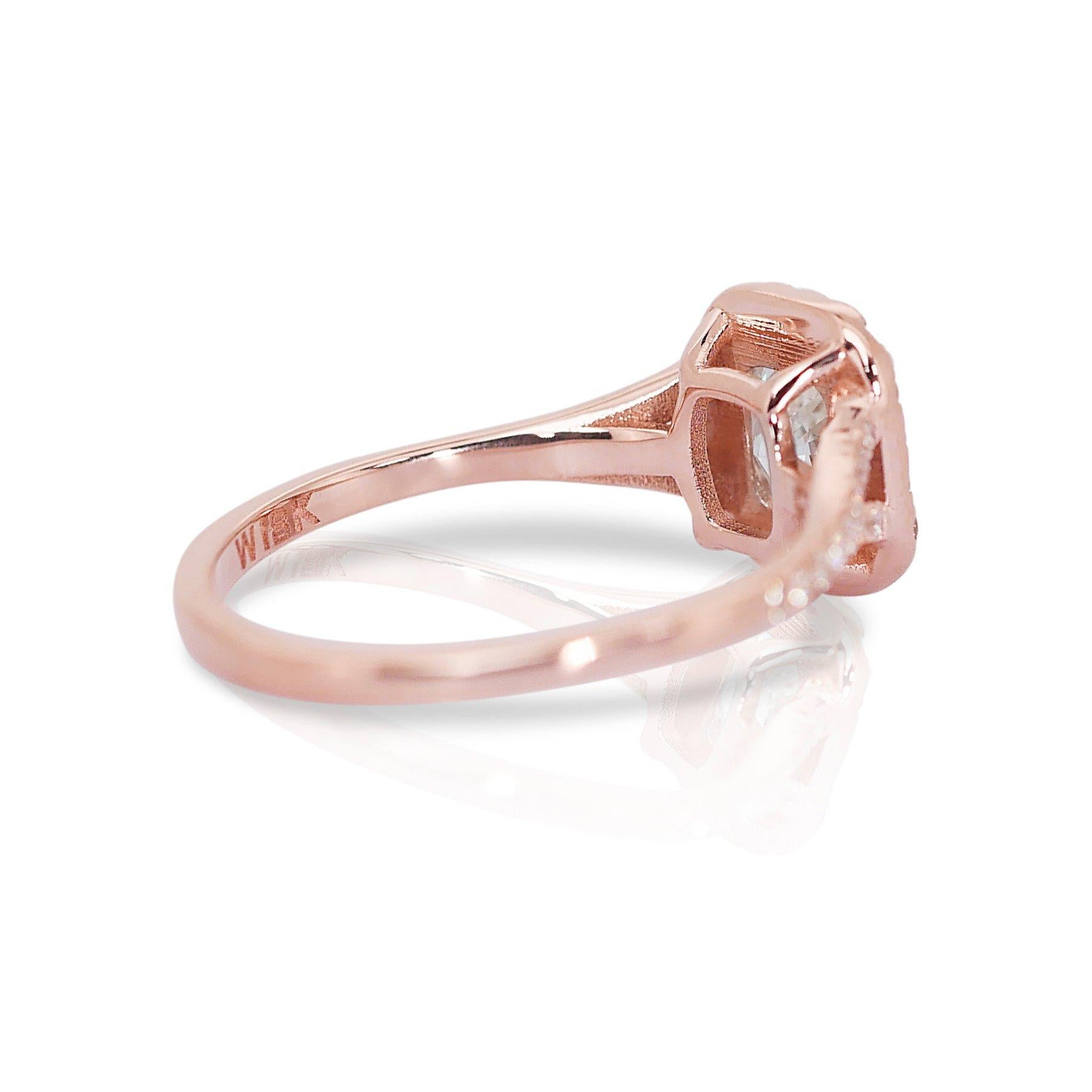 Elegant 1.28ct Diamond Halo Ring in 18k Rose Gold – GIA Certified For Sale 3