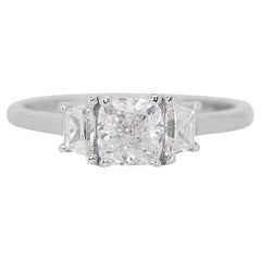 Elegant 1.28ct Diamonds 3-Stone Ring in 18k White Gold - GIA Certified