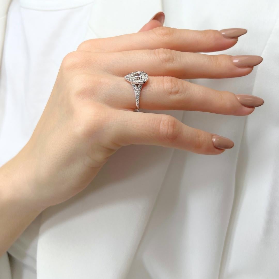 Eleganter Halo-Ring mit 1,28 Karat Diamanten aus 18 Karat Weißgold - IGI-zertifiziert 5