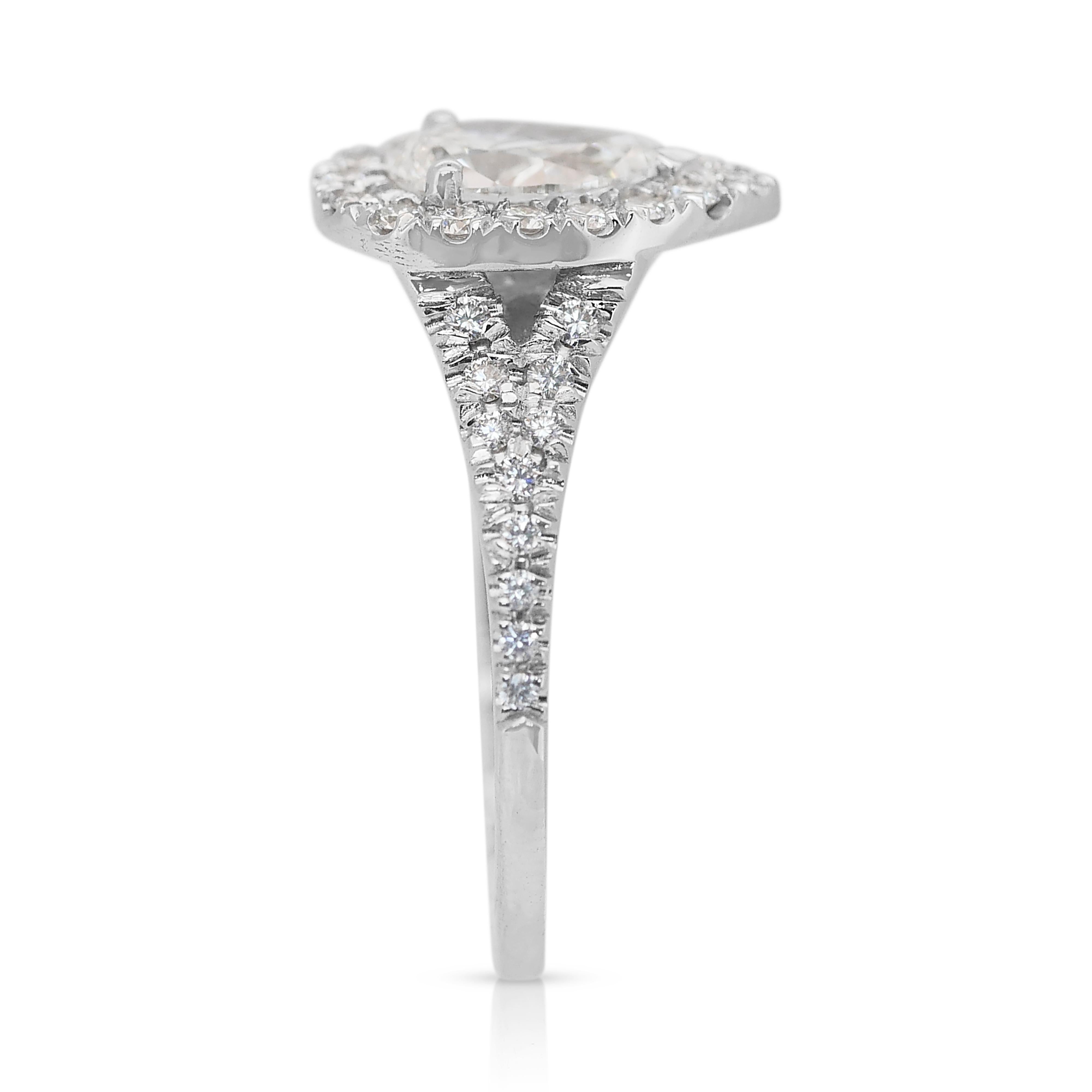 Eleganter Halo-Ring mit 1,28 Karat Diamanten aus 18 Karat Weißgold - IGI-zertifiziert 2