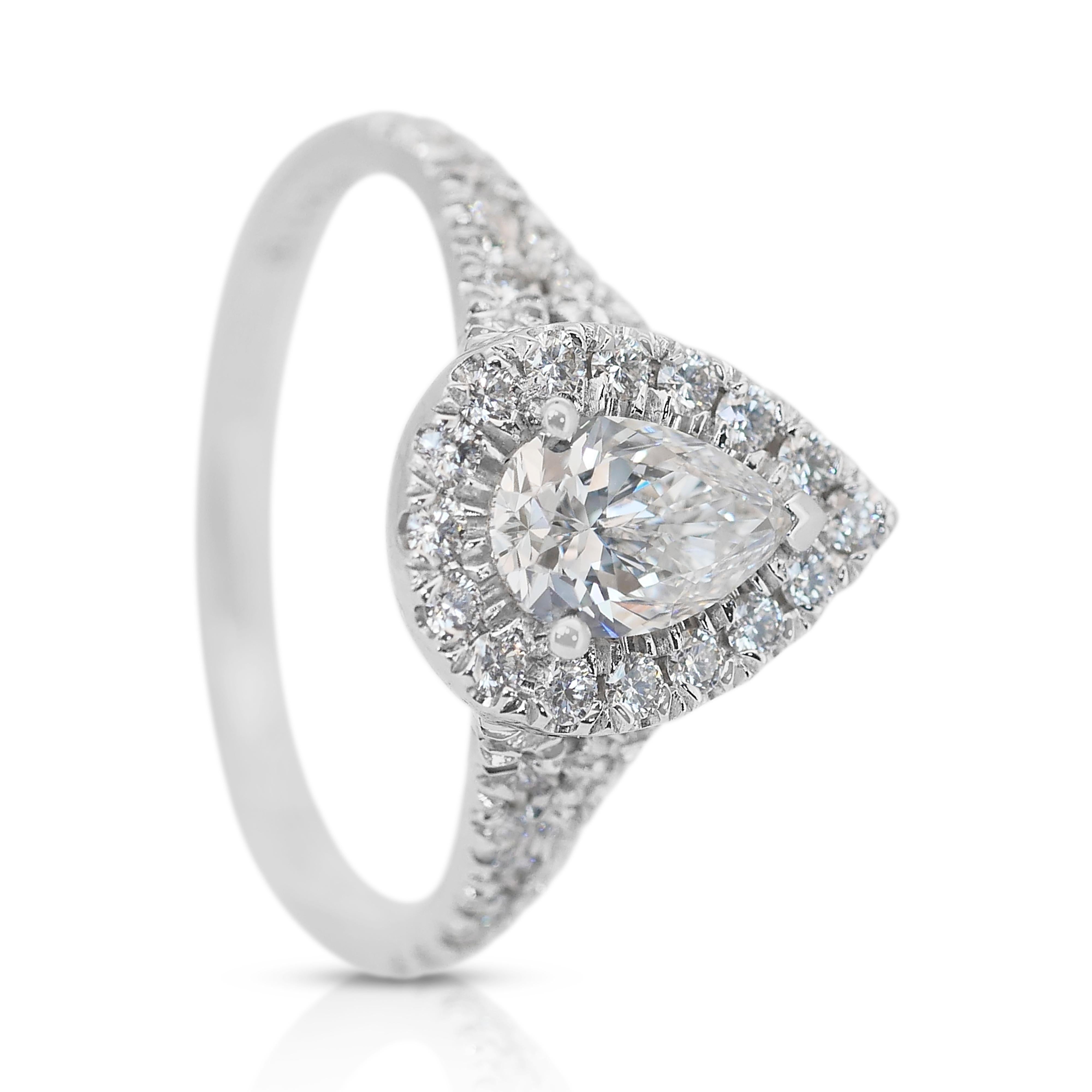Eleganter Halo-Ring mit 1,28 Karat Diamanten aus 18 Karat Weißgold - IGI-zertifiziert 3