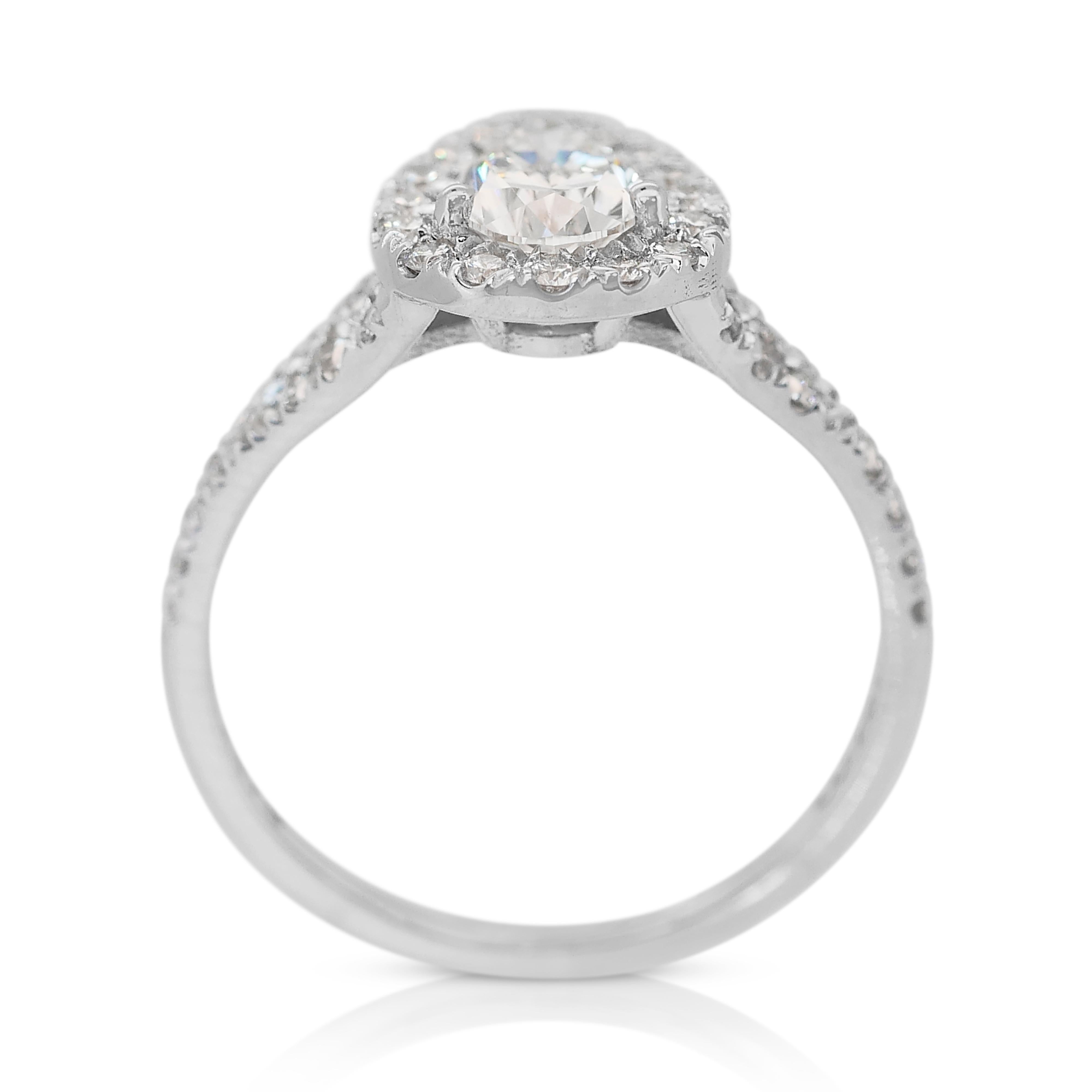 Eleganter Halo-Ring mit 1,28 Karat Diamanten aus 18 Karat Weißgold - IGI-zertifiziert 4