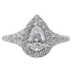 Elegant 1.28ct Diamonds Halo Ring in 18k White Gold - IGI Certified