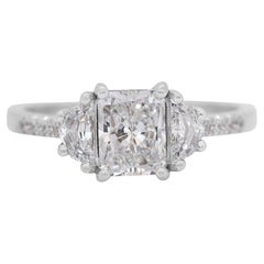 Elegant 1.29ct Diamonds 3-Stone Ring in 18k White Gold - GIA Certified Elegant 1.29ct Diamonds 3-Stone Ring in 18k White Gold - GIA Certified