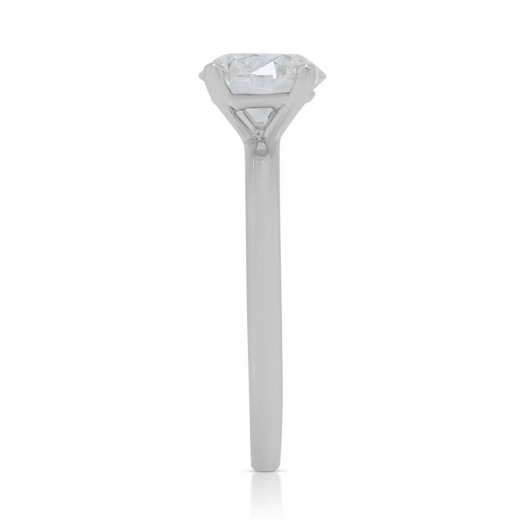 Women's Elegant 1.30ct Diamond Solitaire Ring in 18k White Gold For Sale
